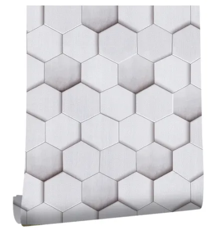 Peel and Stick Geometric Pattern Wallpaper White Honeycomb Pattern - Shop at LoveMi