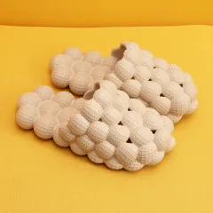 New Summer Fashion Massage Mesh Bubble Bathroom Slides Home Indoor Anti-Skid Shoes - Beige - View 1