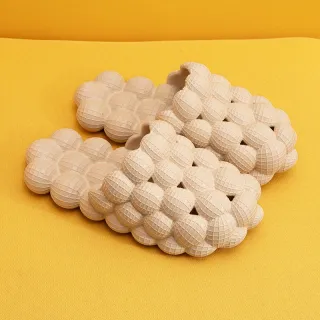New Summer Fashion Massage Mesh Bubble Bathroom Slides Home Indoor Anti-Skid Shoes - Beige
