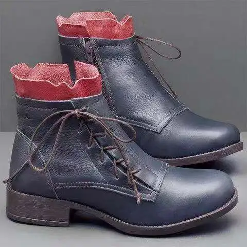 New low heeled large size Martin boots Blue - Shop at LoveMi