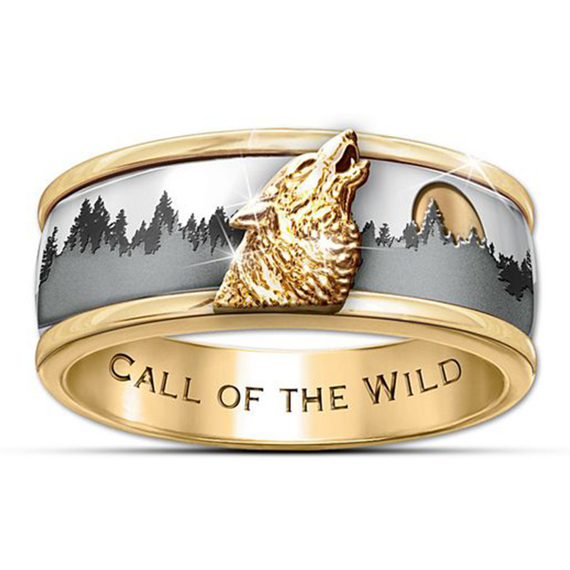 Two-tone Forest Wolf Ring