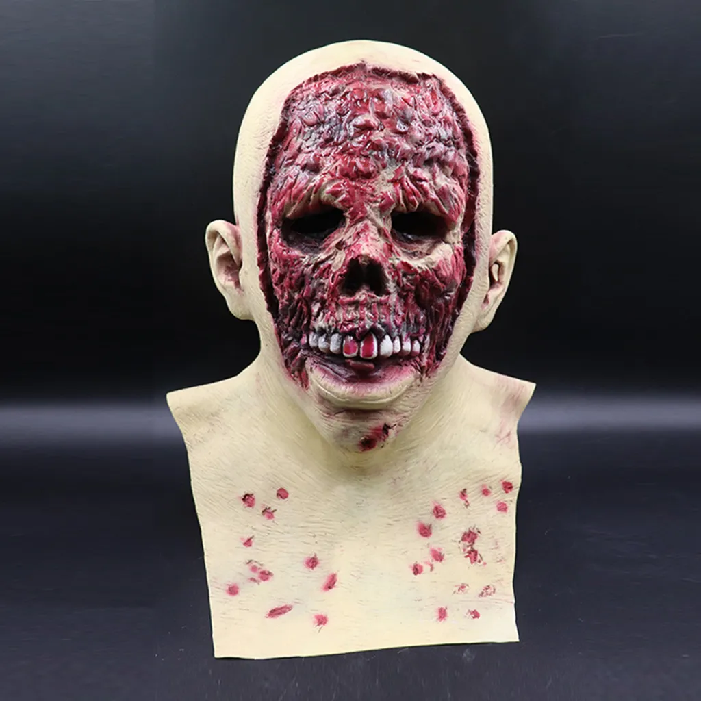 Scary Skull Latex Headgear - Red
