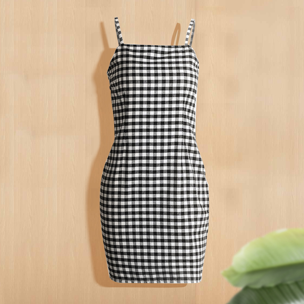 Women's new plaid sling dress