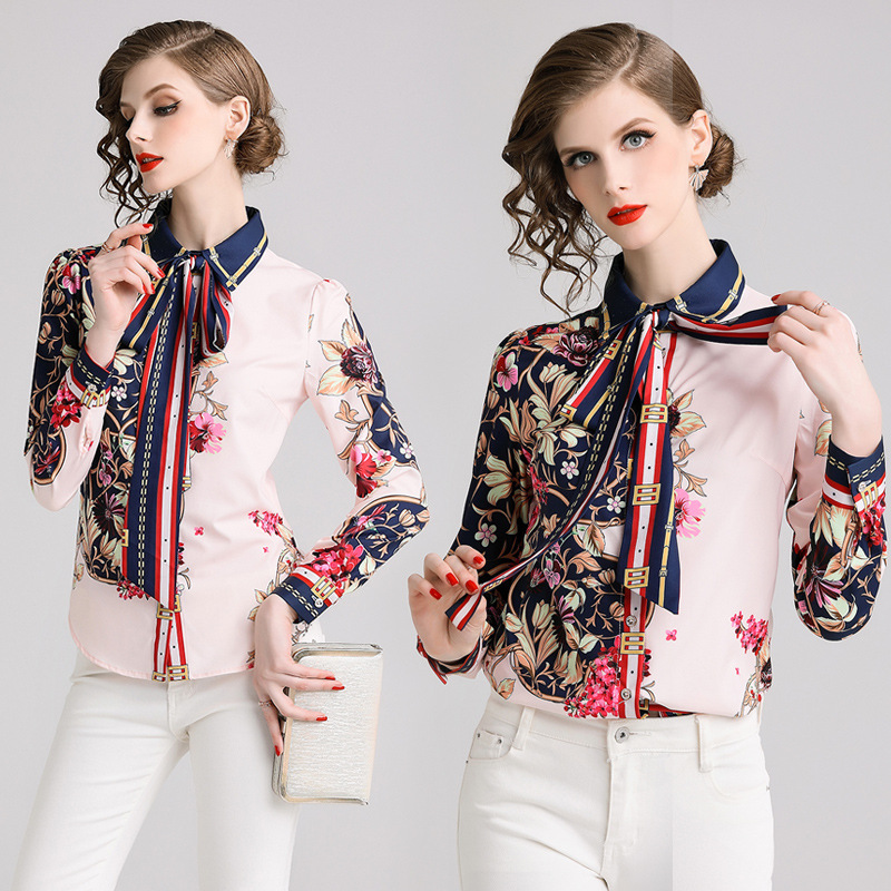 Women's bow ribbon shirt