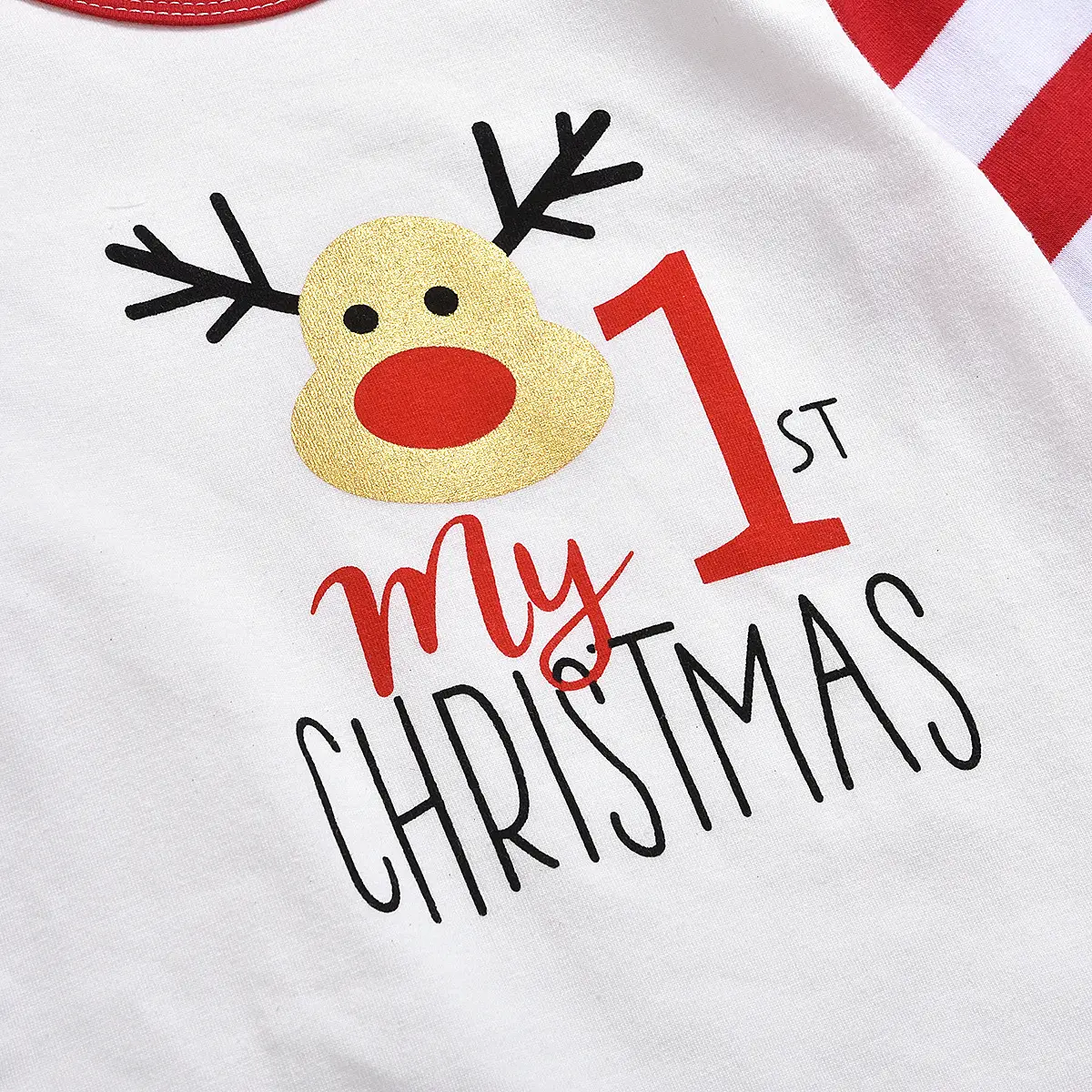 Deer head letter print long-sleeved bodysuit