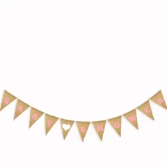 Party decoration linen pennants - Pink - View 1