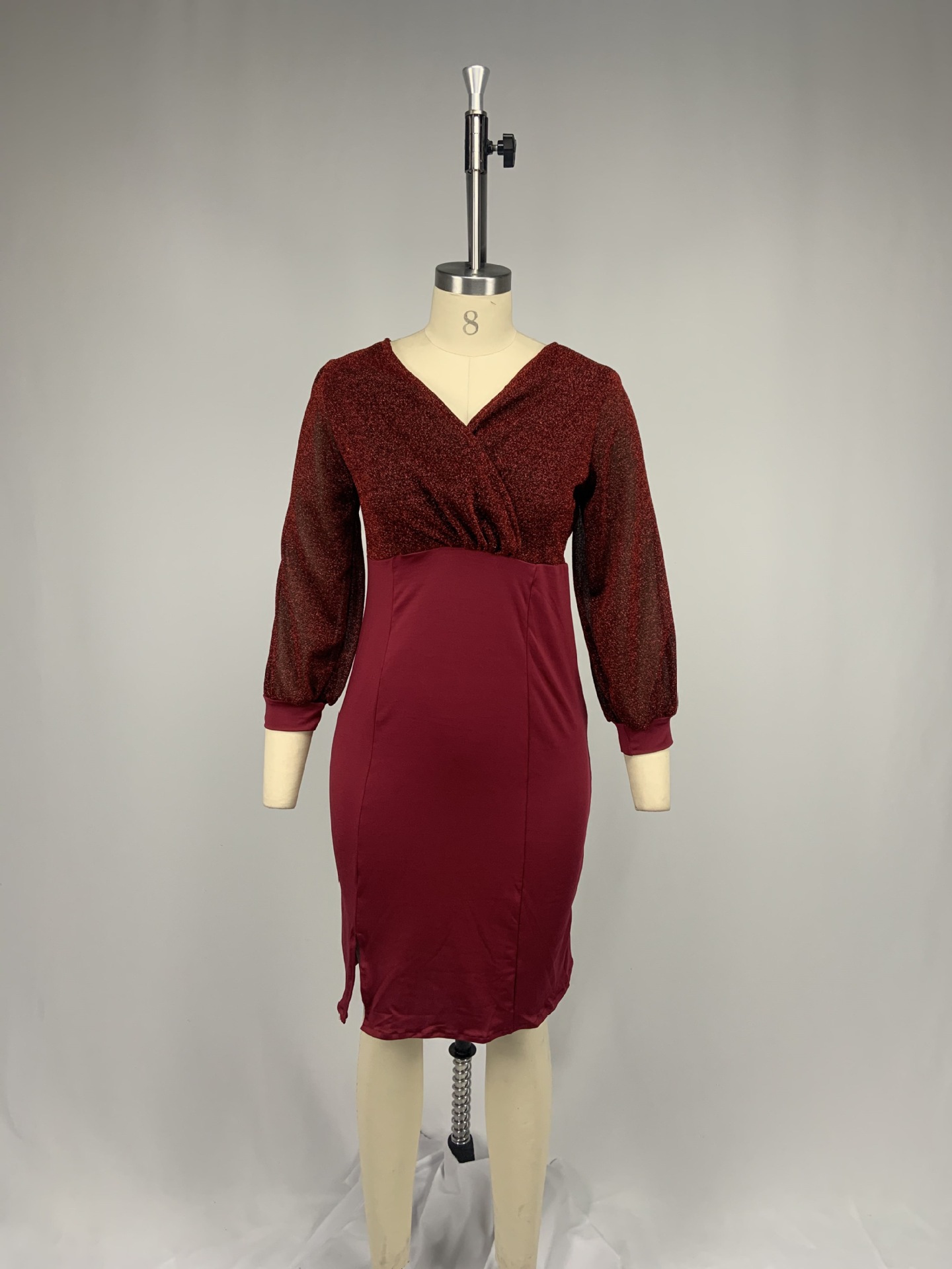 Stitching shiny bag hip dress