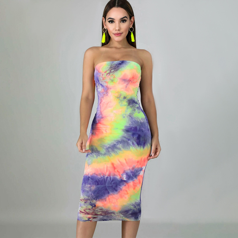 Sleeveless tube top midi skirt