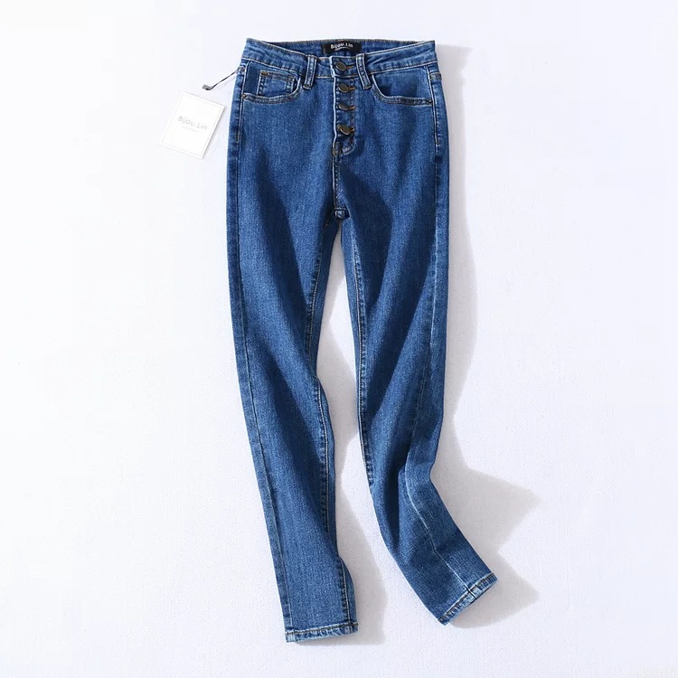 Four button high rise jeans Blue - Shop at LoveMi