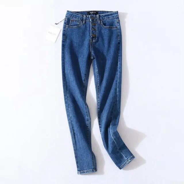 Four button high rise jeans Dark Blue - Shop at LoveMi
