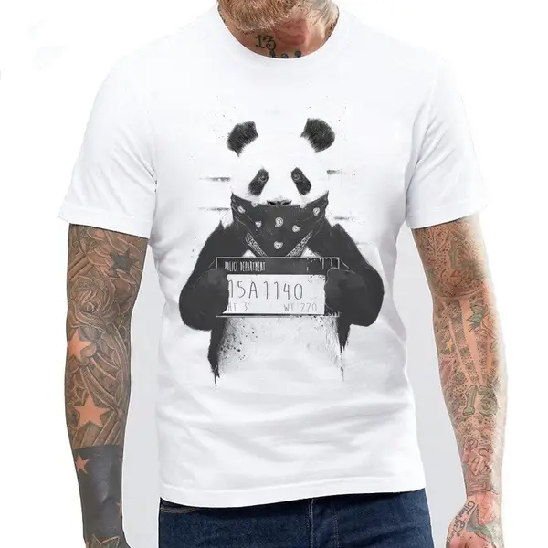 White summer panda print T-shirt