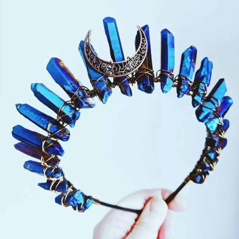 Electroplating multicolored wizard crown hair band - Blue