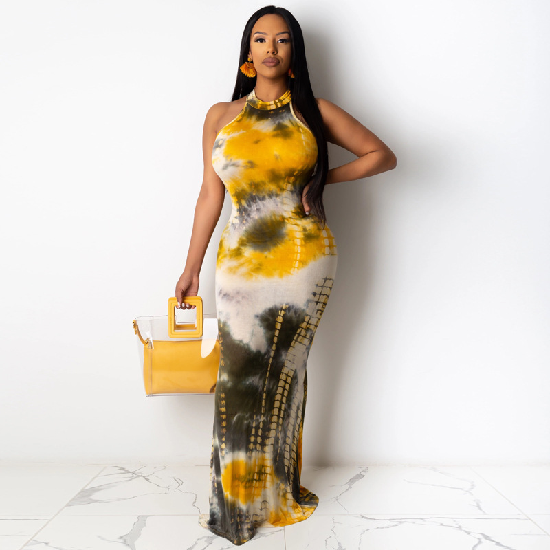 Printed round neck sleeveless dress