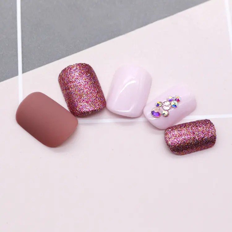 of matte metallic nude nails
