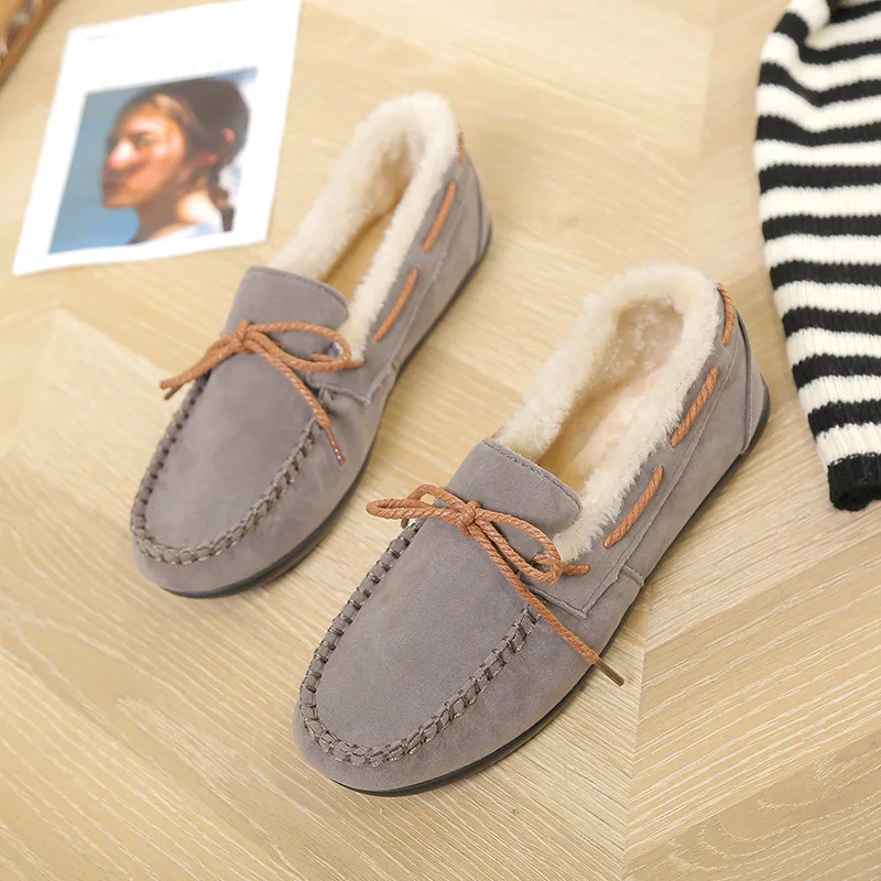 Plush women's shoes plush warm cotton shoes - Grey
