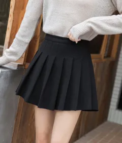 Female autumn and winter look thin A-line woolen skirt - Black - View 1