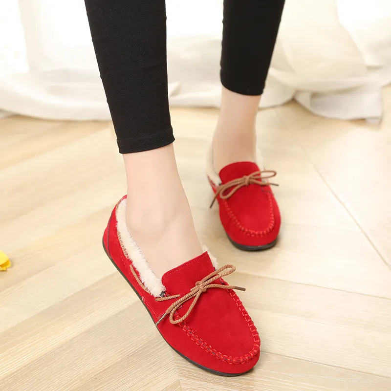 Plush women's shoes plush warm cotton shoes - Red