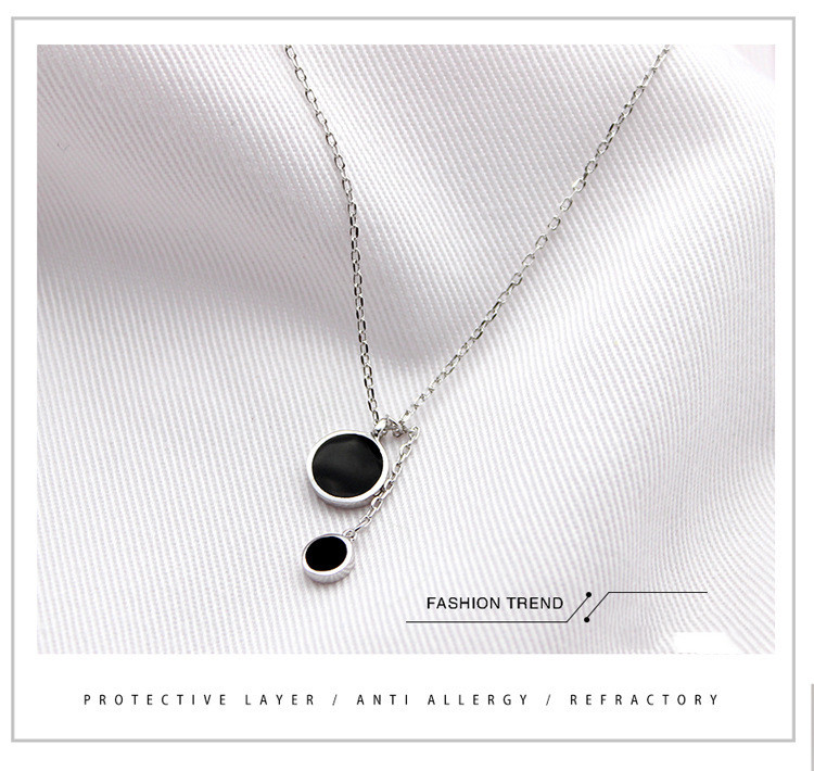 925 sterling silver black circle necklace