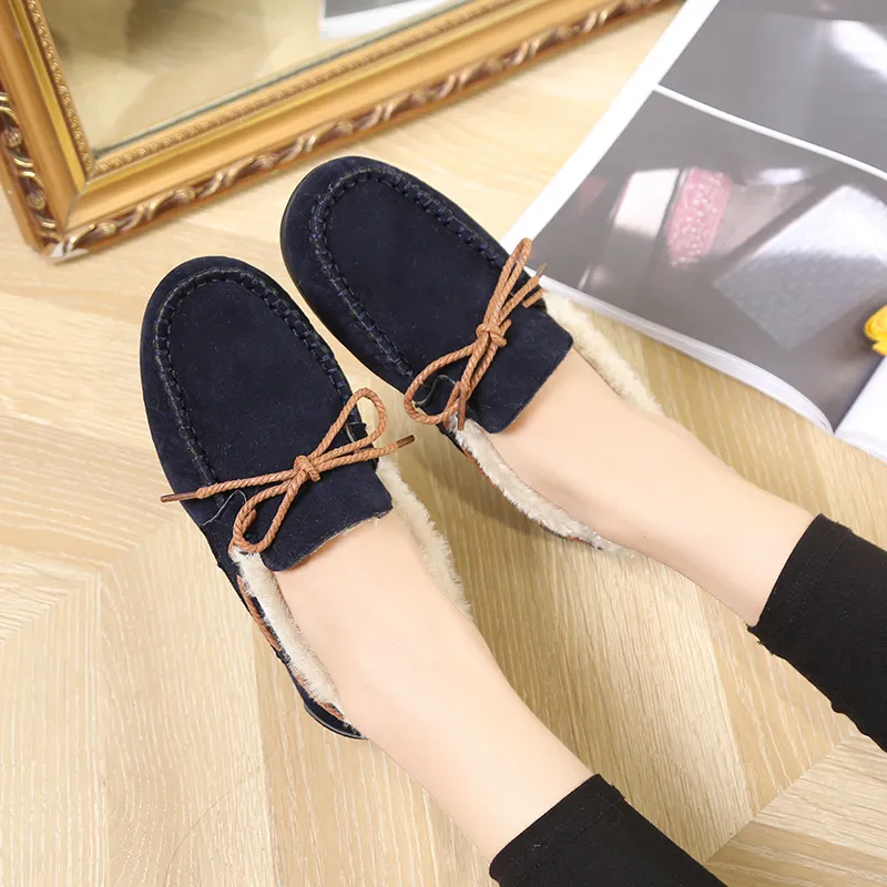 Plush women's shoes plush warm cotton shoes - Black