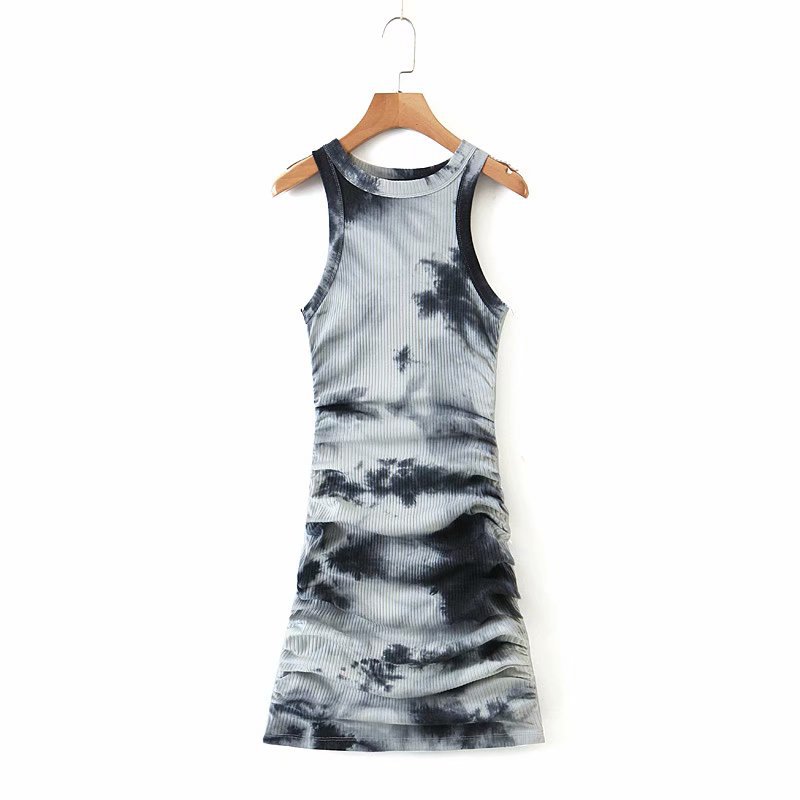 Black and white tie-dye dress