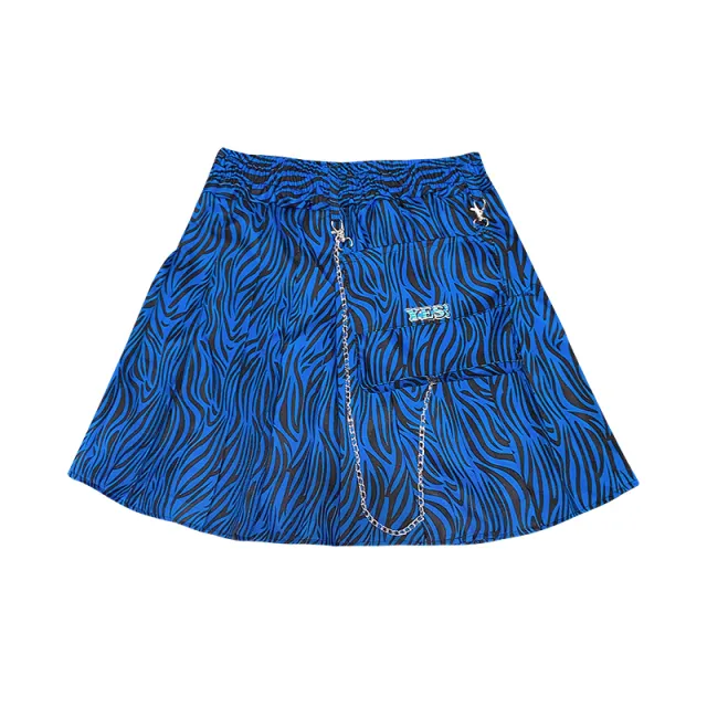 Zebra print pleated skirt Blue - Shop at LoveMi