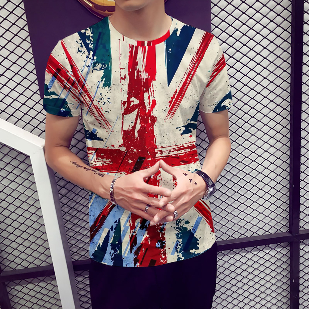 3D digital printing men's round neck short sleeve