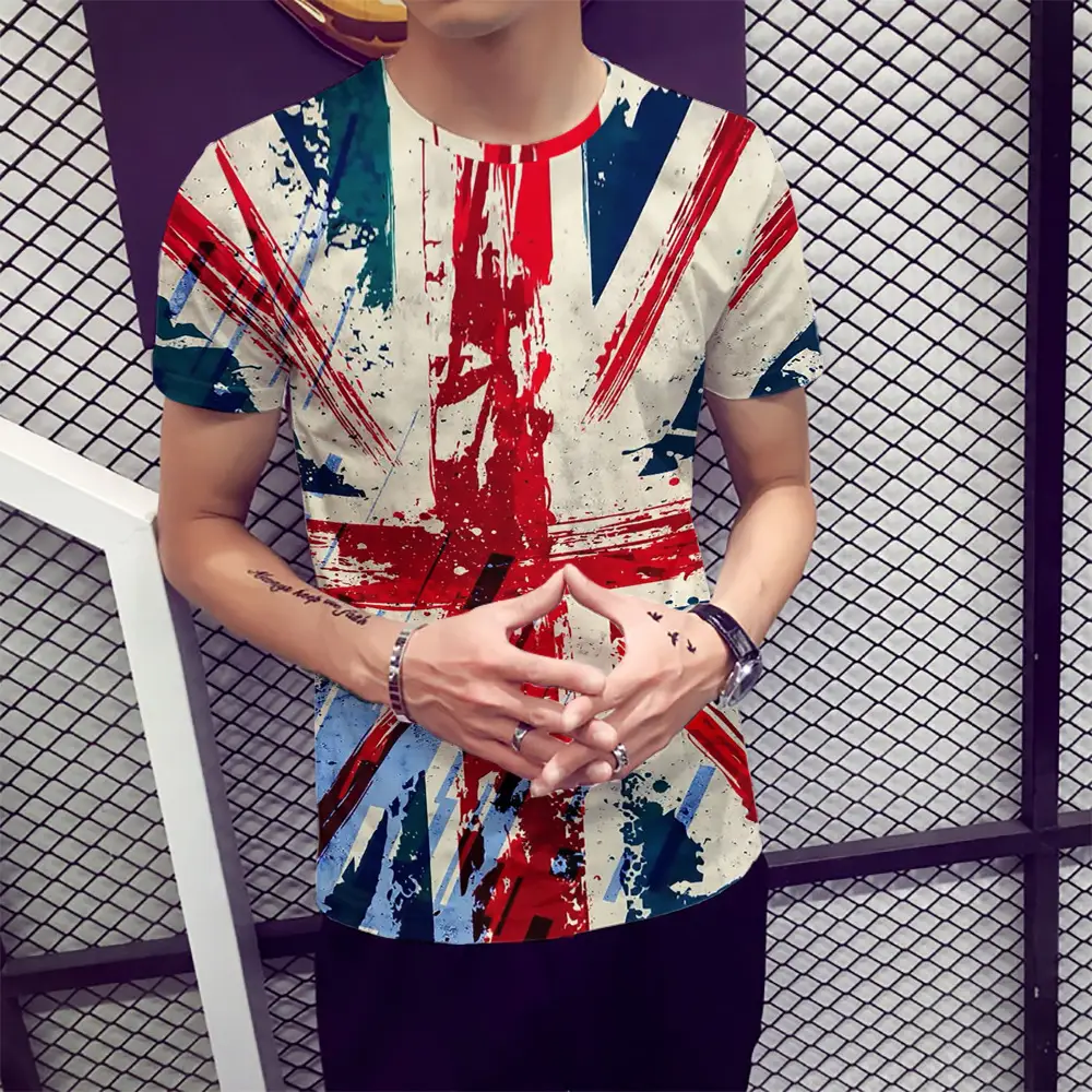 3D digital printing men's round neck short sleeve