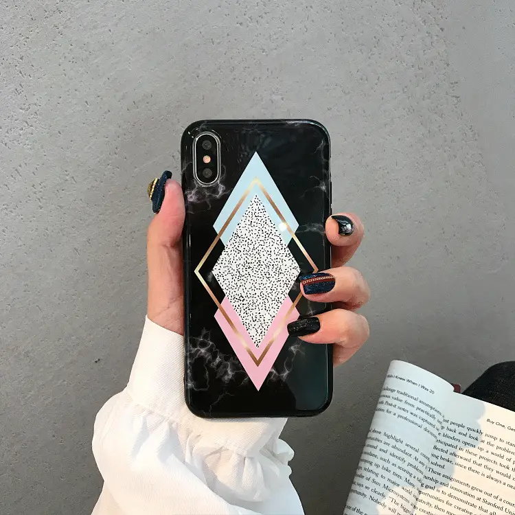 Geometric marble phone case
