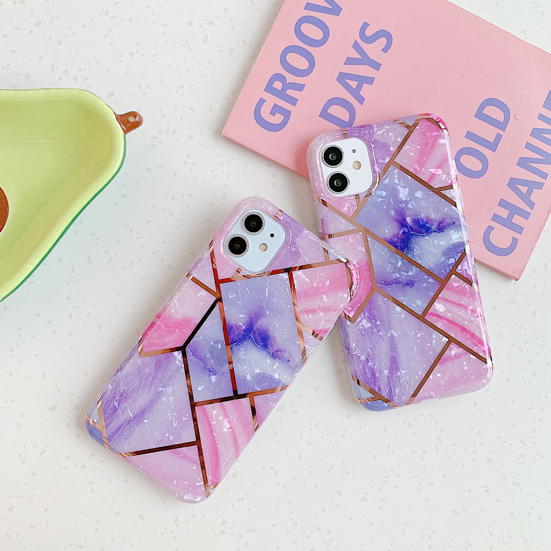 Compatible with Apple , Marble shell pattern mobile phone case