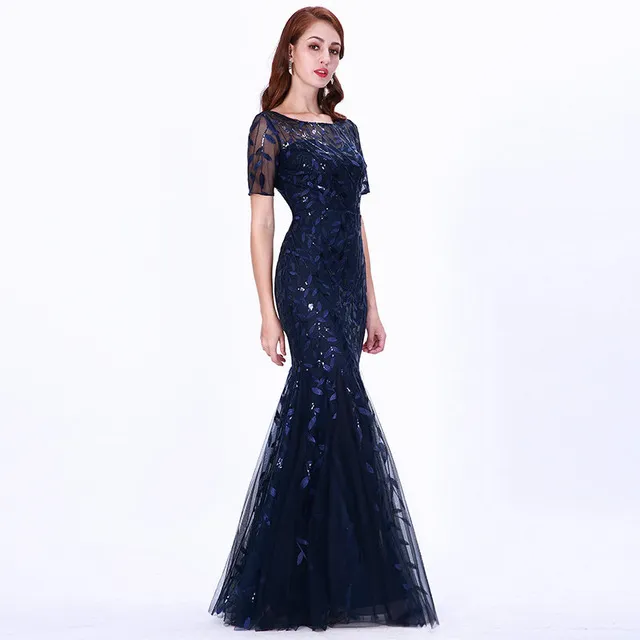 Temperament Mermaid Dress Navy Blue - Shop at LoveMi