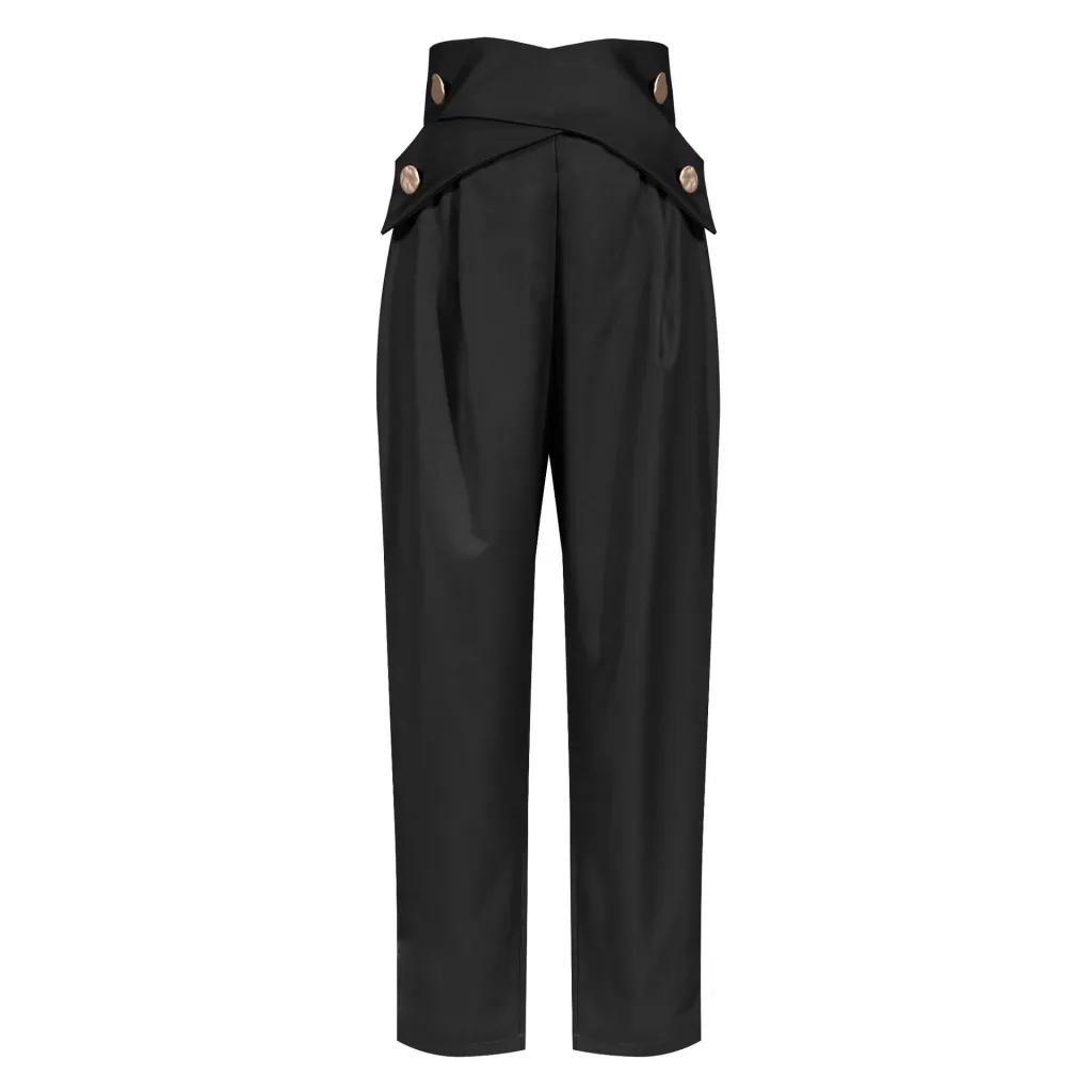 Cross strap radish pants - Black