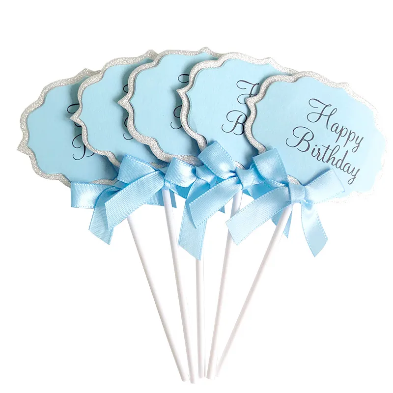 Birthday cake with bow - Blue