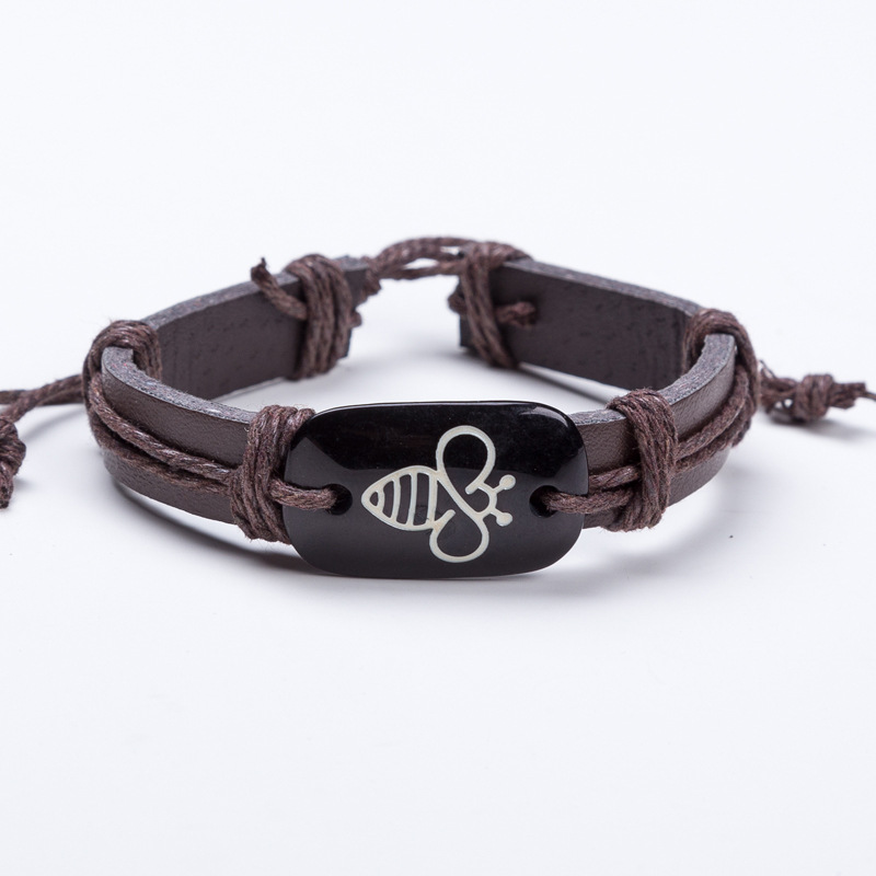 Cute bee leather bracelet