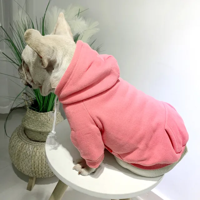 Pet with fleece hoodie Pink Woolen - Shop at LoveMi