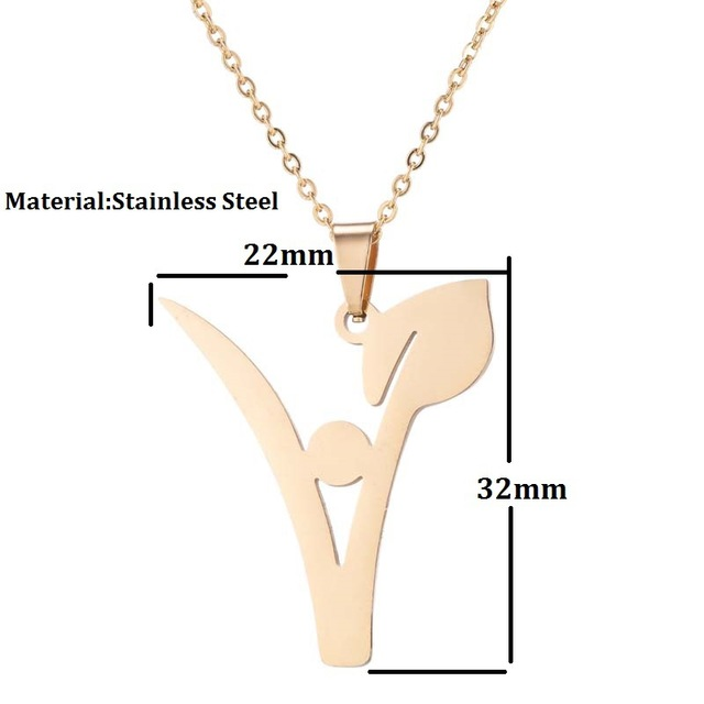 Stainless Steel Vegetarian Symbol Pendant Necklace