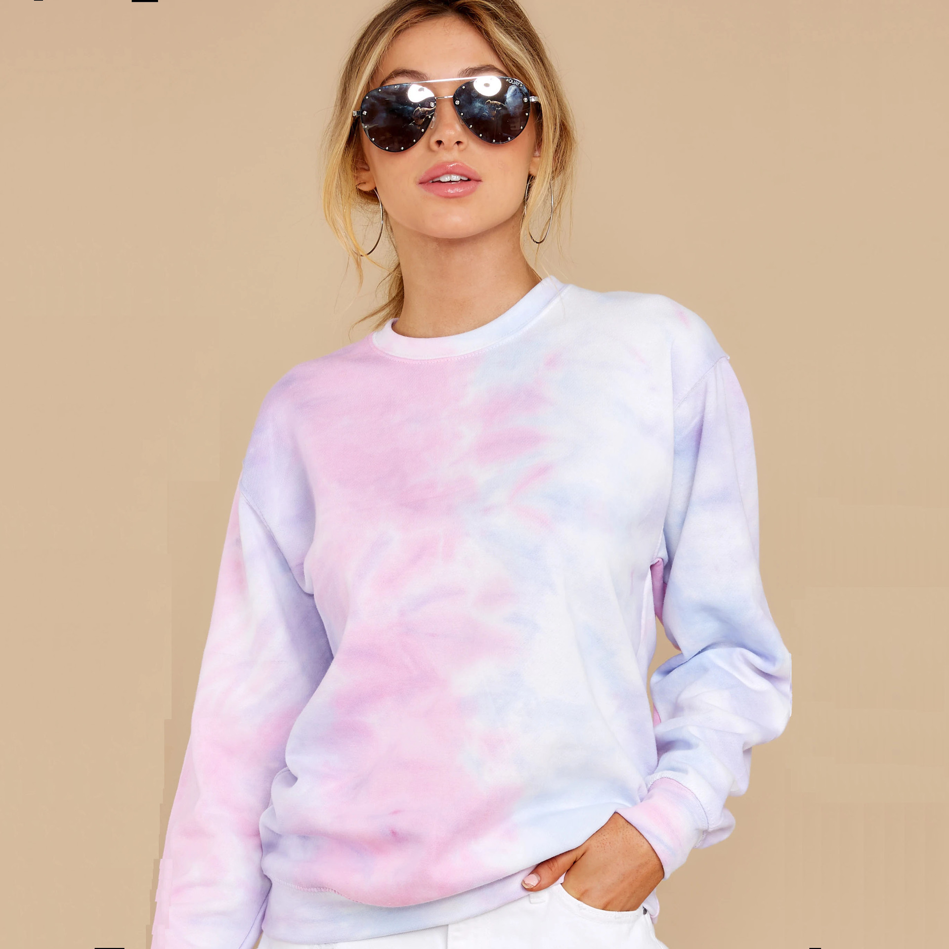 Tie-dye round neck long-sleeved all-match sweater