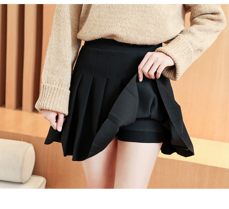 Female autumn and winter look thin A-line woolen skirt