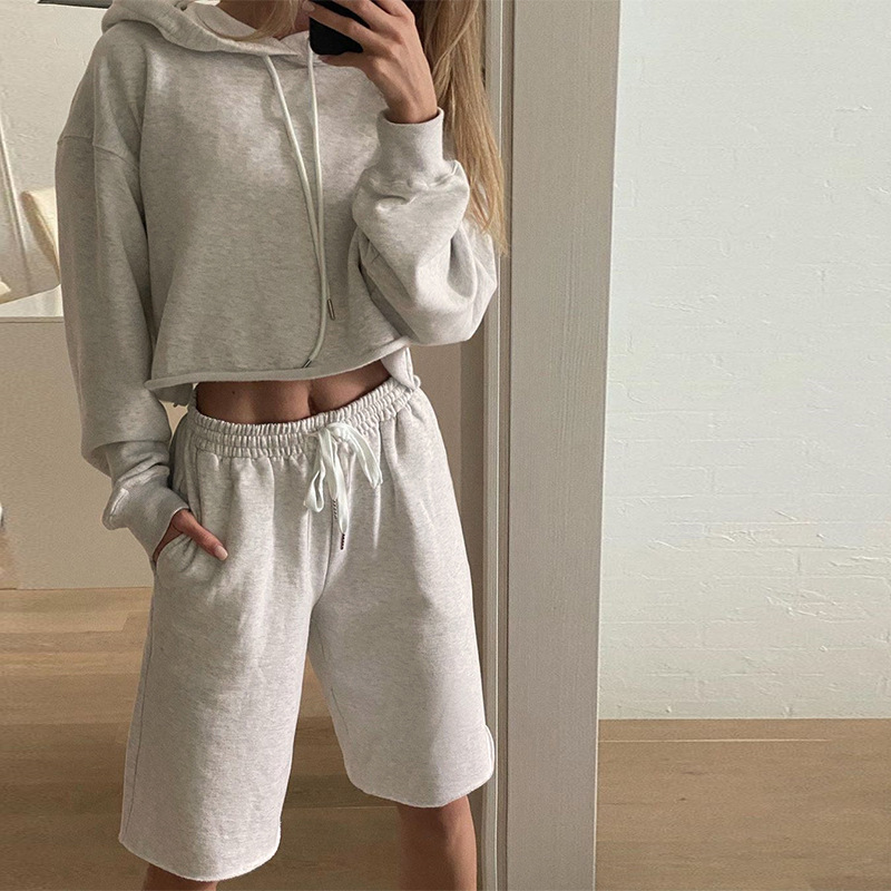 Sweatshirt high waist shorts casual suit