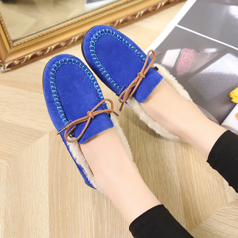 Plush women's shoes plush warm cotton shoes - Blue