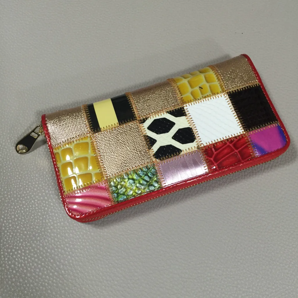Stitched leather wallet - Red