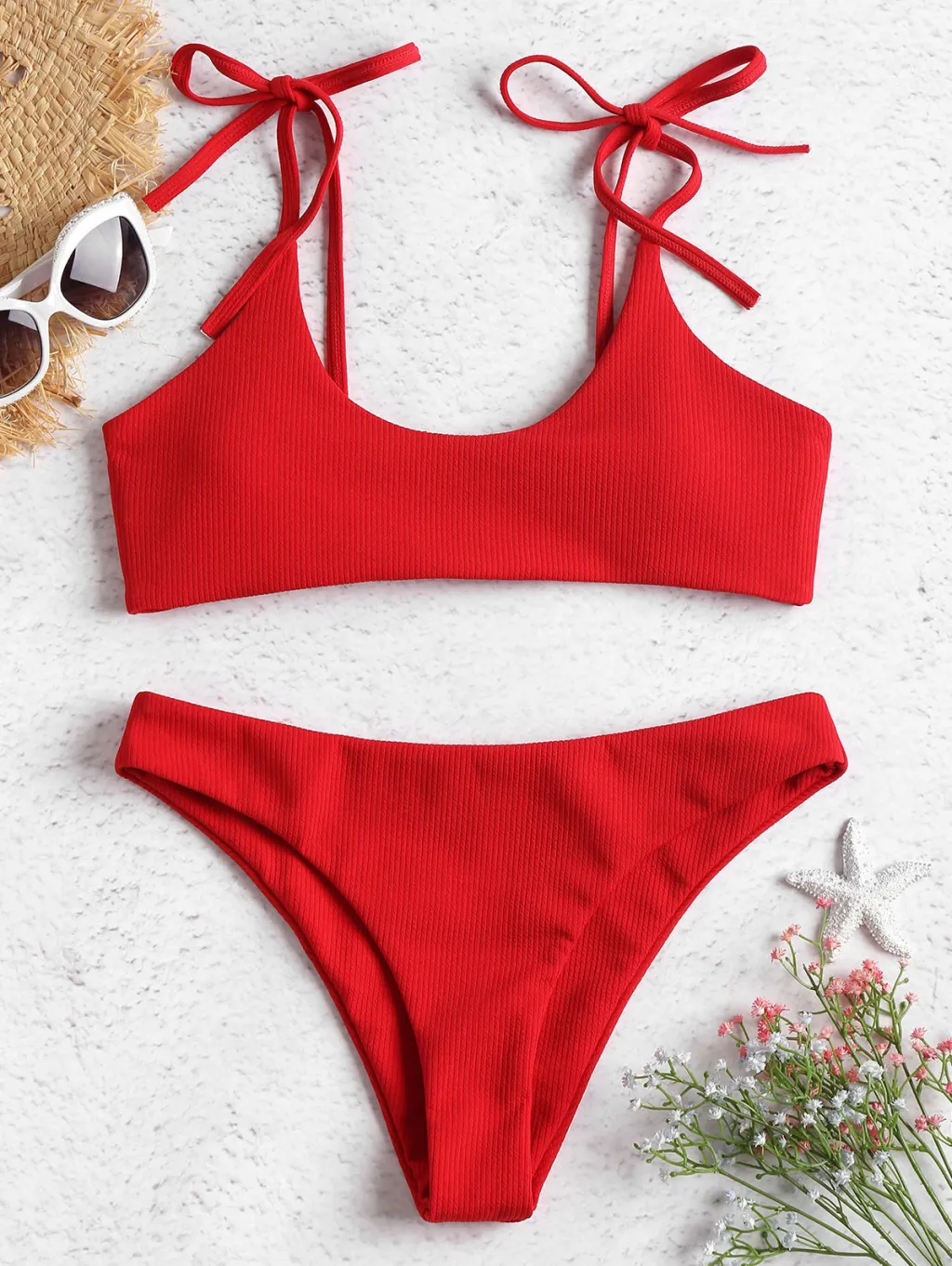 Sexy strapless low waist bikini - Red
