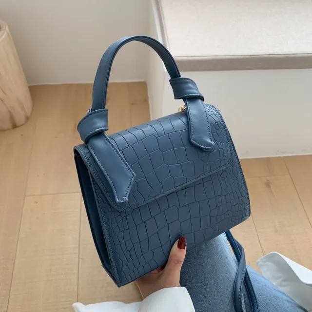 Stone pattern shoulder bag Blue - Shop at LoveMi