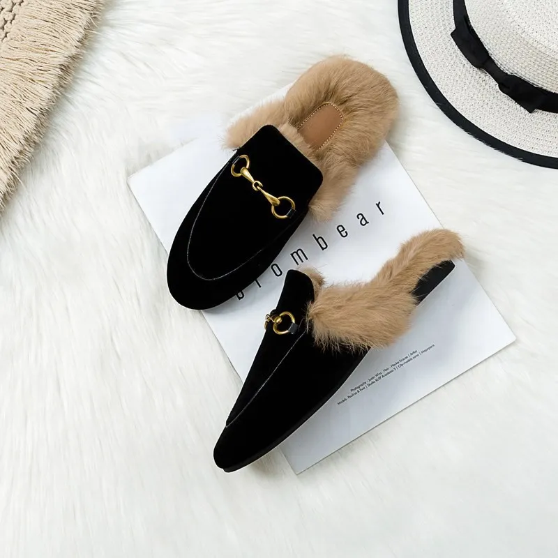 Wear flat bunny shoes in autumn and winter - Velvet Surface-36