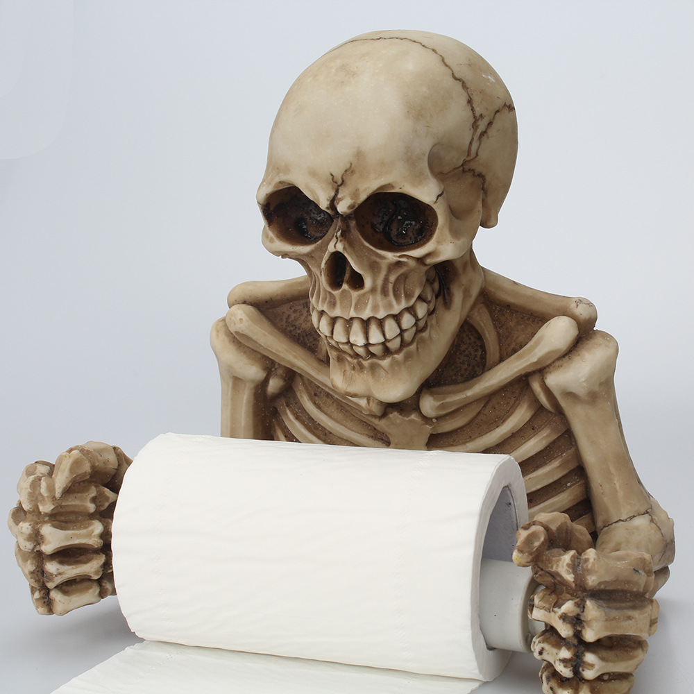 Wall-mounted skull roll paper holder