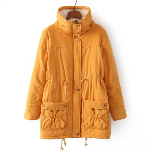 medium length cotton padded coat Yellow - Shop at LoveMi