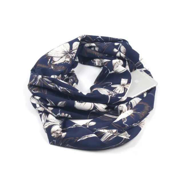 Winter Printed Ring Scarves Navy - Shop at LoveMi