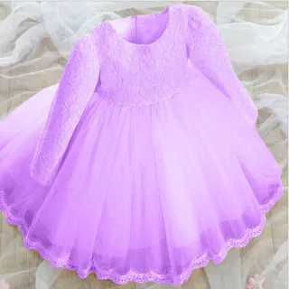 Lace princess dress girls summer dress - Purple