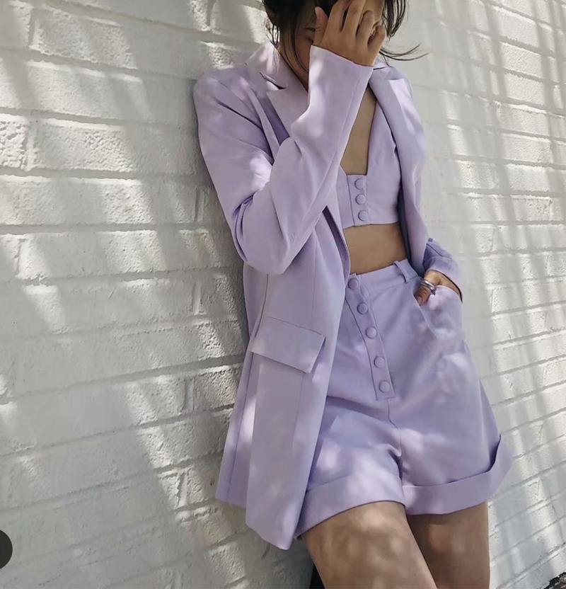Three-piece purple suit