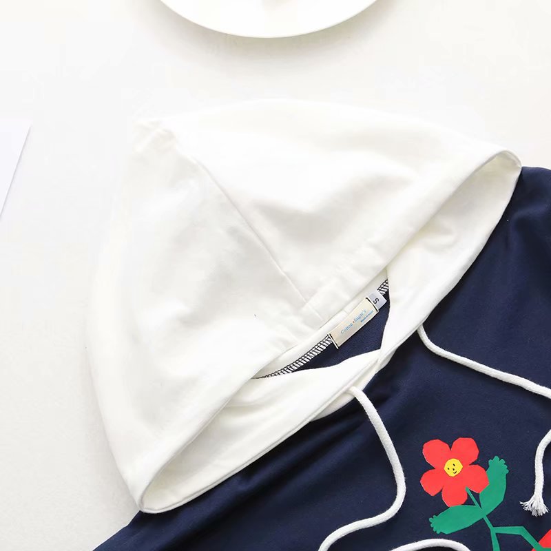 Fake two-piece printed hoodie