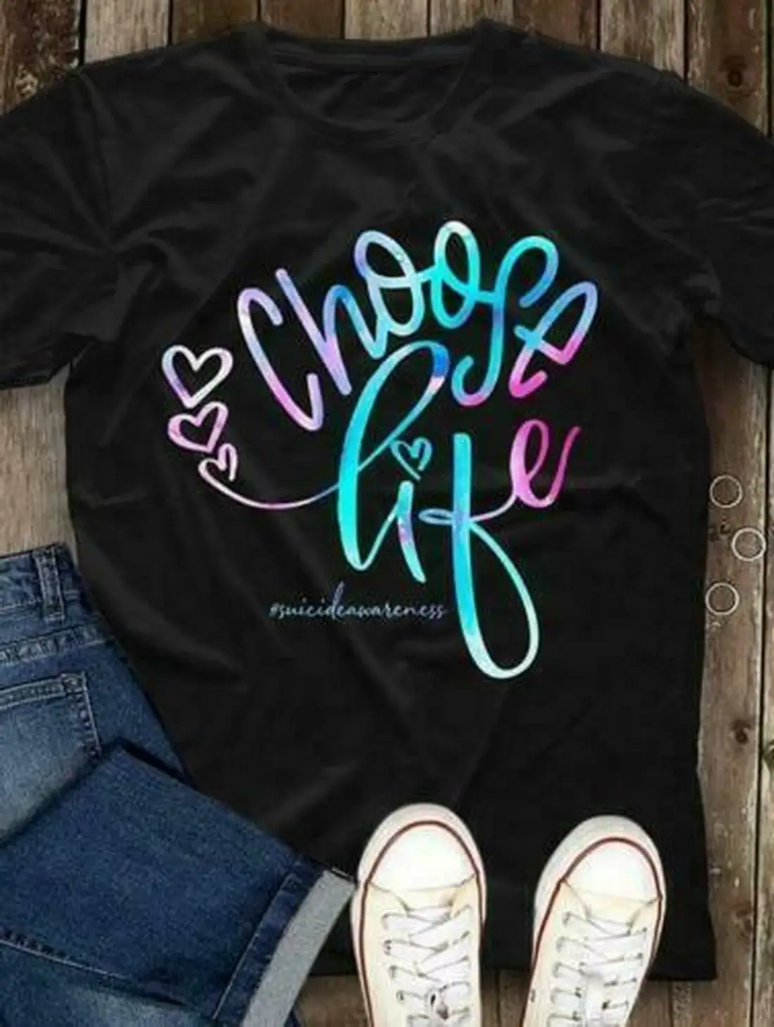 Printed round neck short sleeves